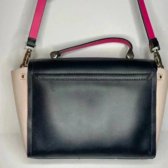Kate Spade Arbor Hill Charlene LEATHER Black/ Baby Pink CROSSBODY Handbag - Picture 3 of 9